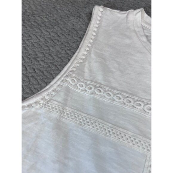 Womens St. Johns Bay White Sleeveless Minimal Cotton Top With Lace Detail - XL - Picture 6 of 6
